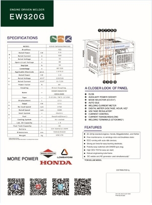 Moteur CC KOVO EW320G Générateur de soudage à l'essence pour le Groupe Autonome De Soudage