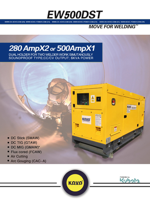 Type de remorque Générateur de soudeur diesel EW500DST à 1500/1800 tr/min